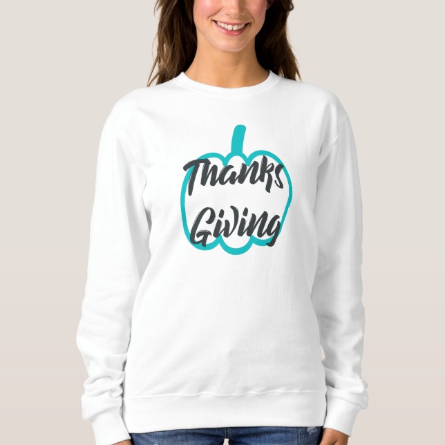 Snygg text Happy thanksgiving med cute Pumpkin T Shirt (Framsida)