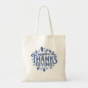 Snygg text Happy thanksgiving med Löv höst Tygkasse