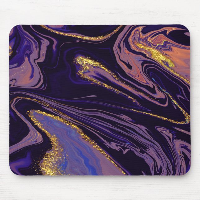 Snygg textur i guld och violett marmor musmatta (Framsidan)