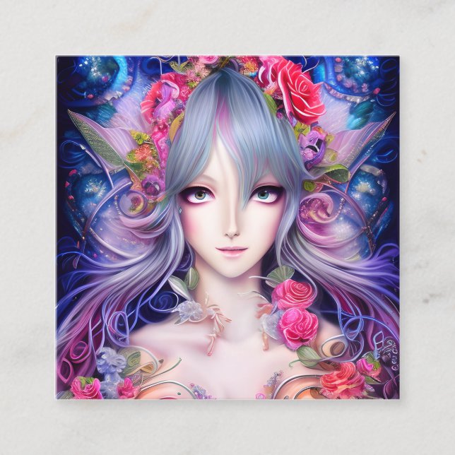 Snygg Thanksgiving Anime Dam i 3D Fyrkantigt Visitkort (Framsida)