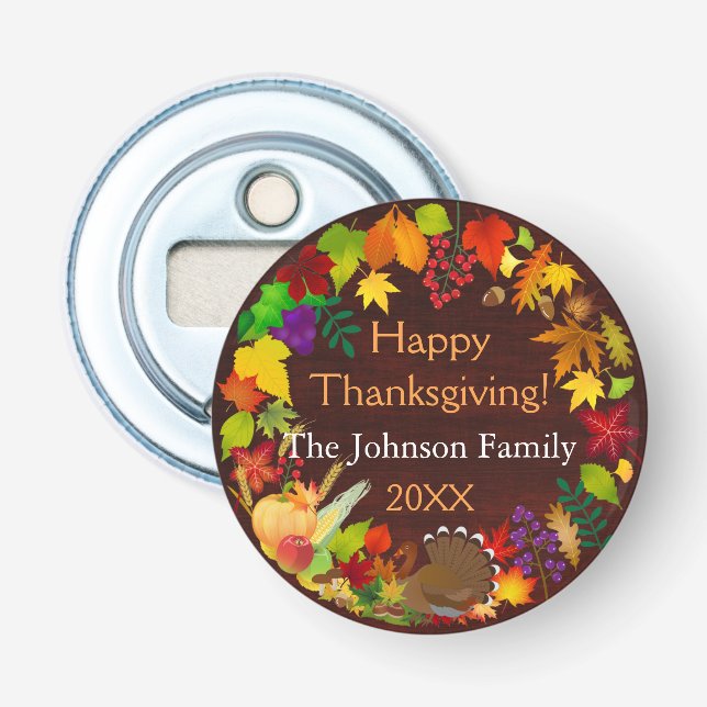 Snygg Thanksgiving Harvest Flasköppnare (Framsidan)