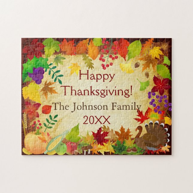 Snygg Thanksgiving Harvest Pussel (Horisontell)