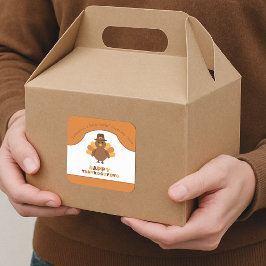 Snygg Thanksgiving Kalkon Orange Överbliven Mat Ta Fyrkantigt Klistermärke