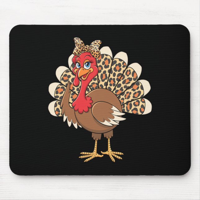 Snygg Thanksgiving Turkey med leopardtryck Des Musmatta (Framsidan)