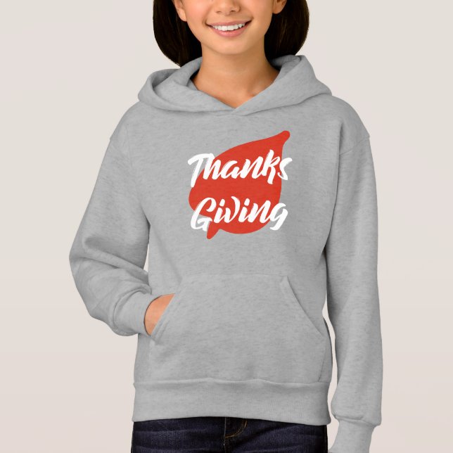 Snygg Thanksgiving Typografi på Löv Hoodie T Shirt (Framsida)