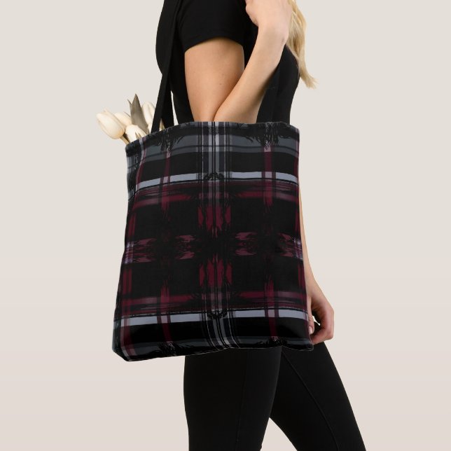 Snygg Thrashed Gotisk Grungig Grunge Plaid Mönster Tygkasse (Närbild)