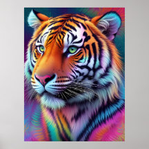Snygg Tie Dye Tiger Mönster AI Art