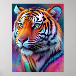 Snygg Tie Dye Tiger Mönster AI Art Poster