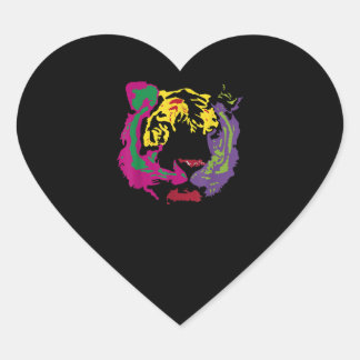 Snygg Tiger Ansikte Rasta Färg Stil Hjärtformat Klistermärke