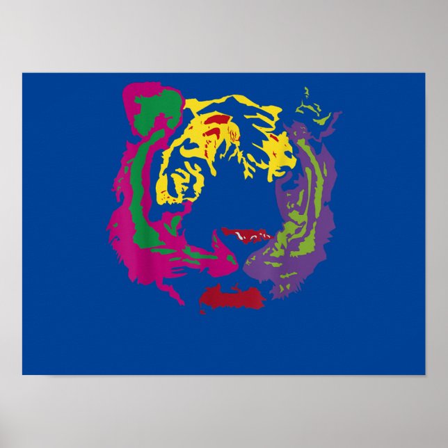 Snygg Tiger Ansikte Rasta Färg Stil Poster (Framsidan)