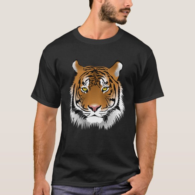 Snygg Tiger Ansikte T Shirt (Framsida)