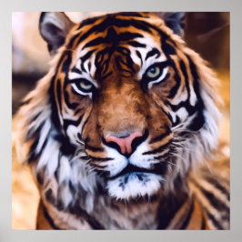Snygg Tiger Cat Ansikte målade Wildlife Poster