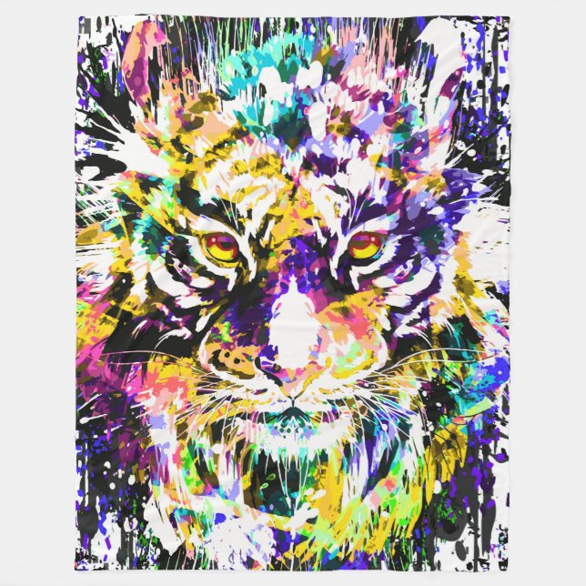Snygg Tiger Fleece Blanket | Orange Tiger (Framsidan)