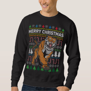 Snygg Tiger God jul Ugly Julafton Big Cat Lång Ärmad Tröja