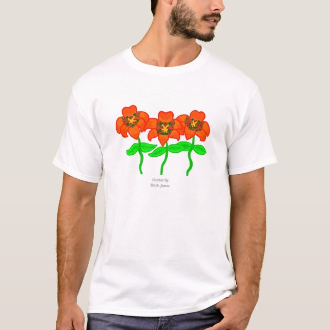 Snygg Tiger Lilies Manar White Basic T Shirt (Framsida)