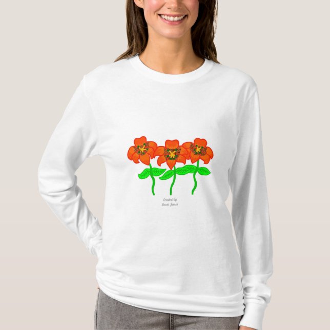 Snygg Tiger Lilies Women's Långärmad Shirt T (Framsida)