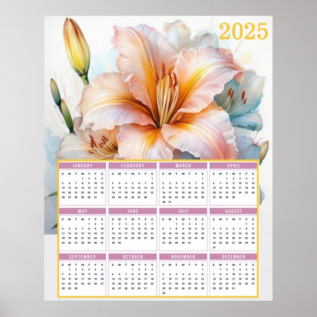 Snygg tiger Lily 2025-kalender Poster (Framsidan)