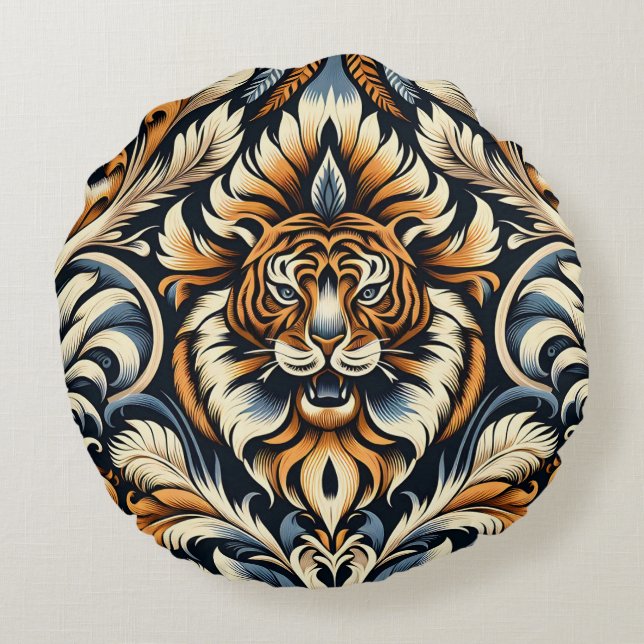 Snygg tiger rund kudde (Baksidan)