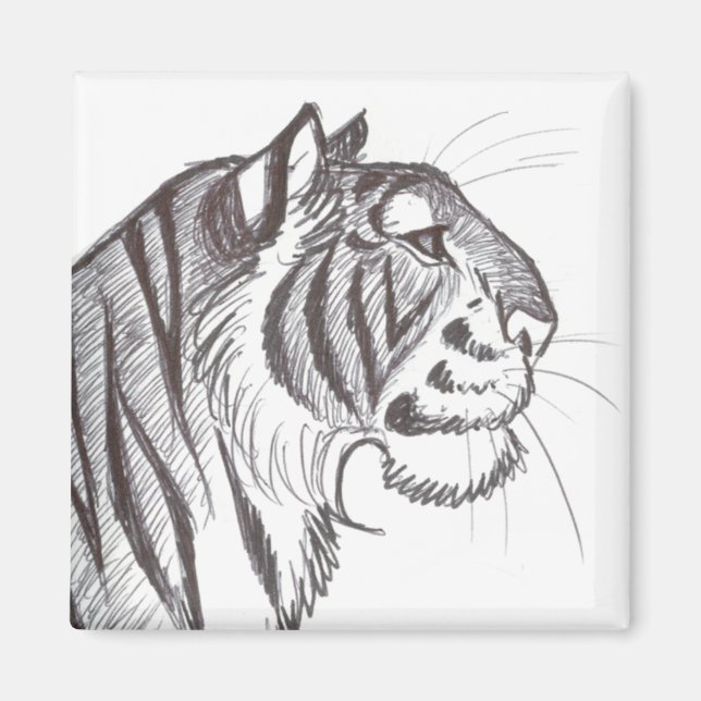 Snygg Tiger teckning magnet (Framsidan)