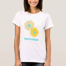 Snygg tjej blommor t-shirt