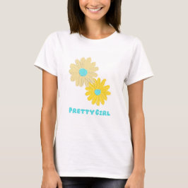 Snygg tjej blommor t-shirt