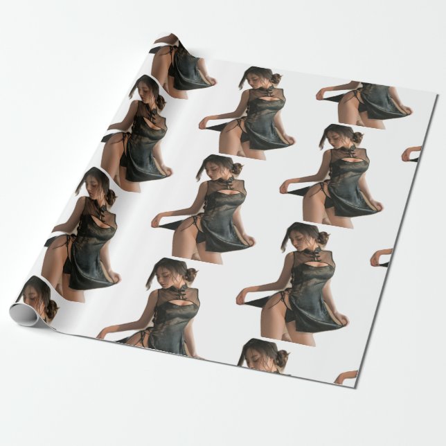 Snygg tjej på Papper för vackra ord Presentpapper (Utrullad)