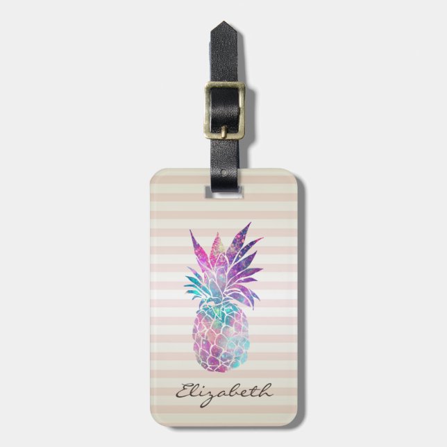 Snygg tjejig Ananas ,Ränder - Personlig Bagagebricka (Vertikal Framsida)