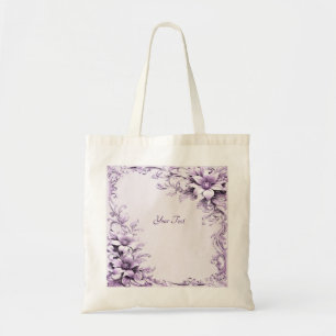 Snygg Toteväska med Violetta Blommor Tygkasse