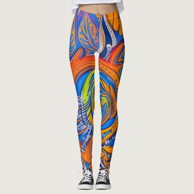 Snygg traditionell Abstrakt Art Leggings (Framsida)