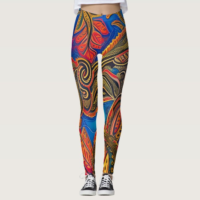 Snygg traditionell Abstrakt Art Leggings (Framsida)
