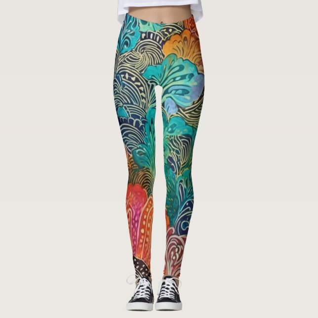 Snygg traditionell Abstrakt Art Leggings (Framsida)