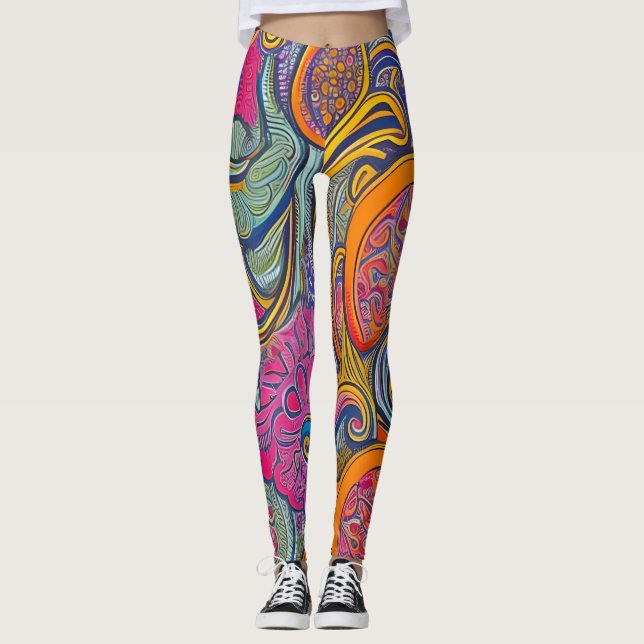 Snygg traditionell Abstrakt Art Leggings (Framsida)