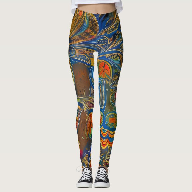 Snygg traditionell Abstrakt Art Leggings (Framsida)