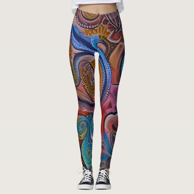 Snygg traditionell Abstrakt Art Leggings (Framsida)