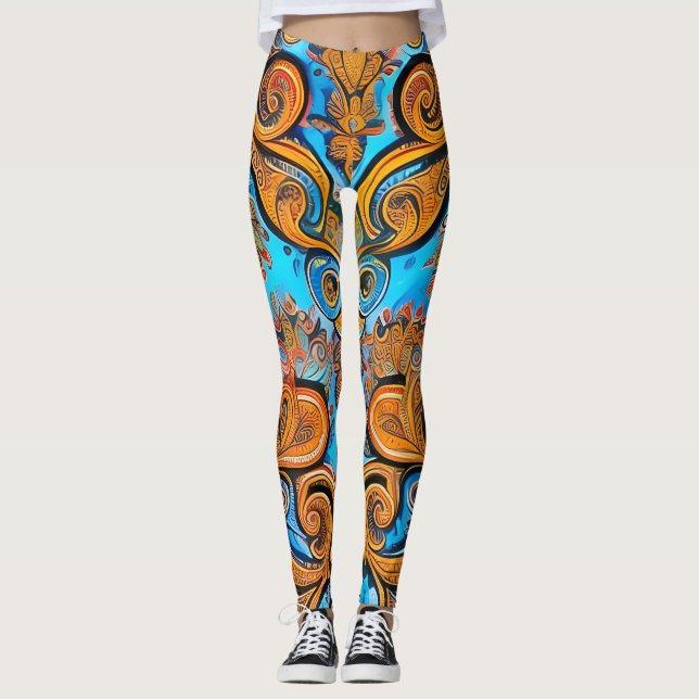 Snygg traditionell Abstrakt Art Leggings (Framsida)