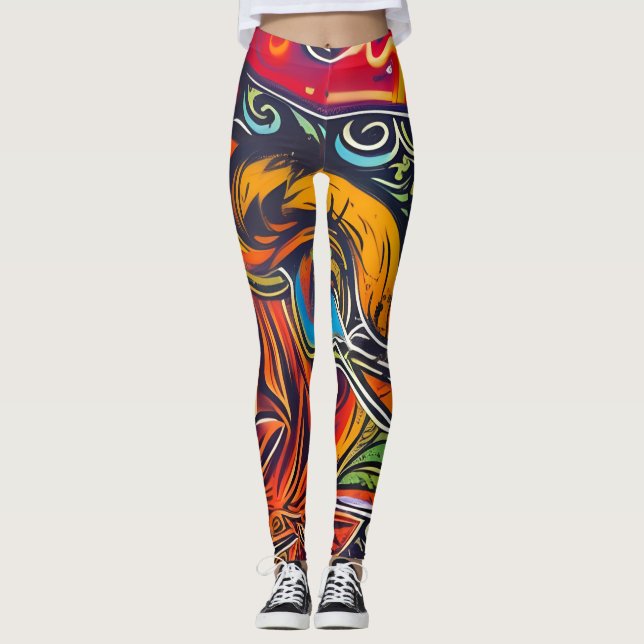 Snygg traditionell Abstrakt Art Leggings (Framsida)