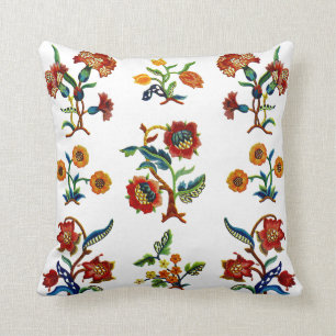 Snygg traditionell Jacobean Crewel Embroidery Kudde