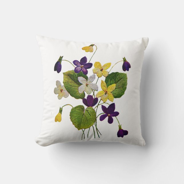 Snygg traditionell Jacobean Crewel Embroidery P Kudde (Framsida)