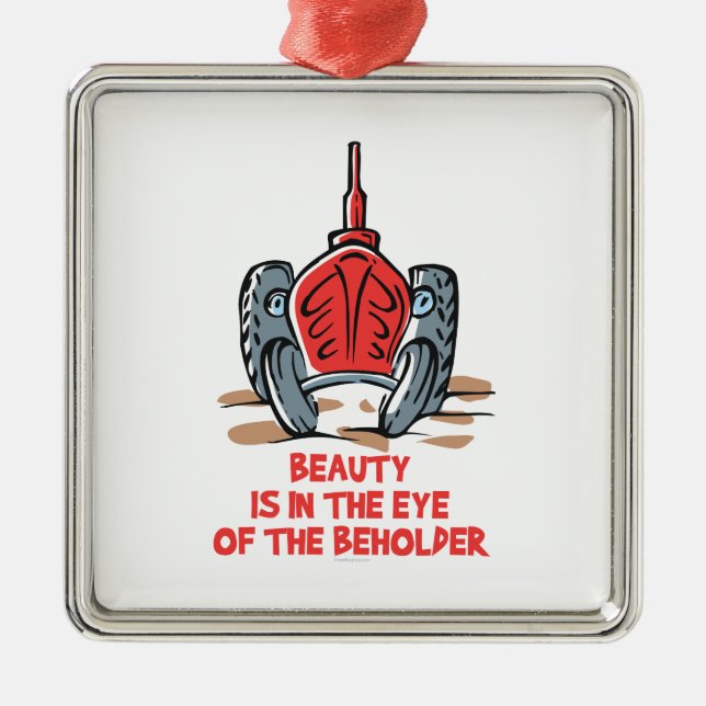 Snygg traktor julgransprydnad metall (Framsidan)