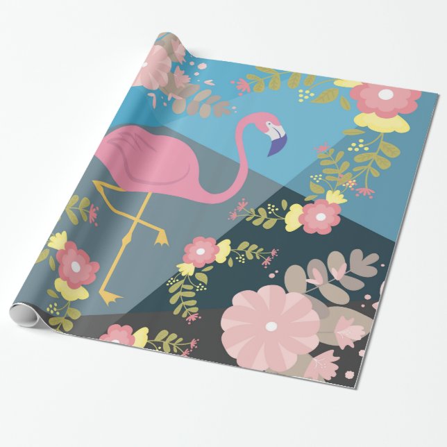 Snygg Trendig Chic Söt Rosa Feminint Blommigt Flam Presentpapper (Utrullad)