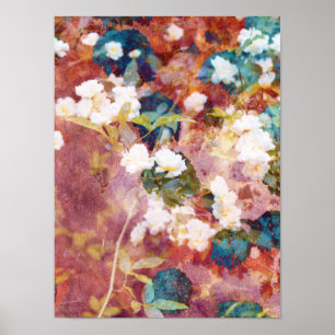 Snygg, trendig konst med romantisk blommönster poster