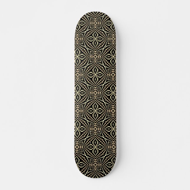 Snygg trendig svart & vit prickig konst skateboard (Framsida)