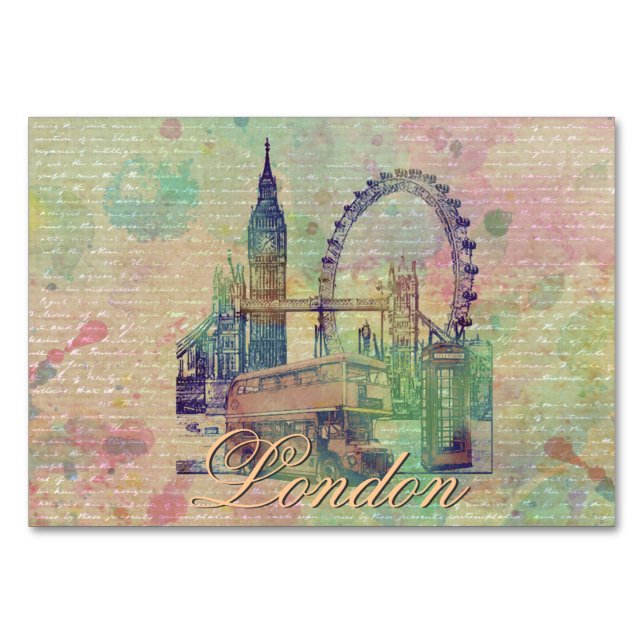 Snygg trendig Vintage London Landmarks Bordsnummer (Framsidan)