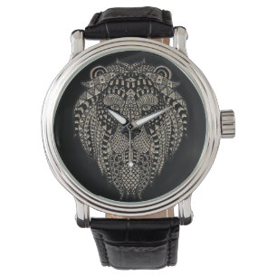 Snygg tribal metallisk lejonhuvud svart armbandsur