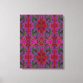 Snygg Trippy Magenta, Röd och Grön Vågig Mönster Canvastryck