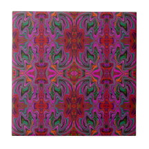 Snygg Trippy Magenta, Röd och Grön Vågig Mönster