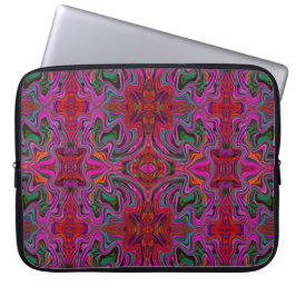 Snygg Trippy Magenta, Röd och Grön Vågig Mönster Laptop Fodral