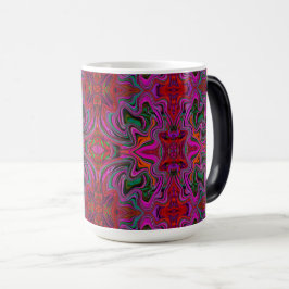 Snygg Trippy Magenta, Röd och Grön Vågig Mönster Magisk Mugg