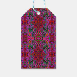Snygg Trippy Magenta, Röd och Grön Vågig Mönster Presentetikett