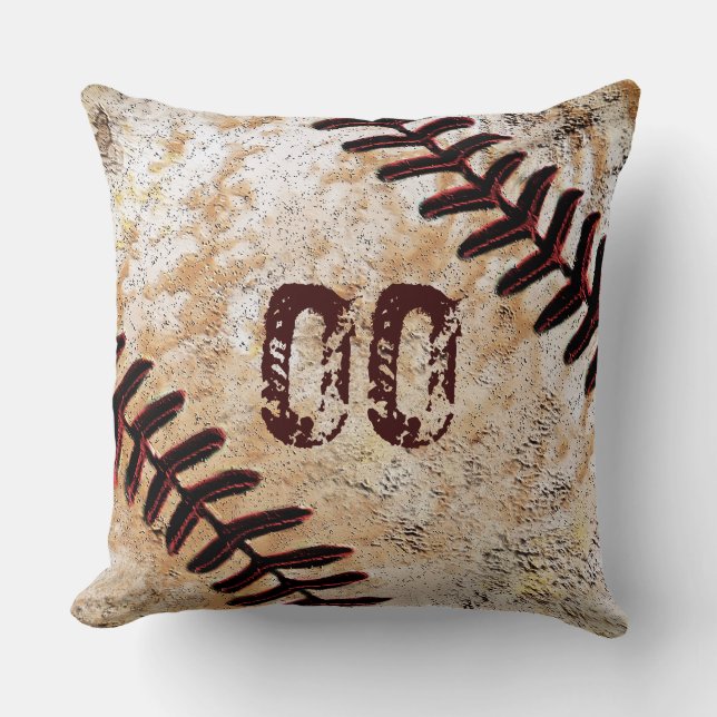 Snygg Tröja Nummer eller Monogram Baseboll Kudd Kudde (Framsida)